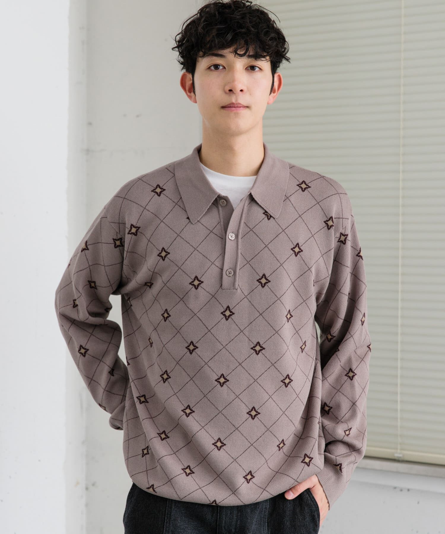 SENSE OF PLACE by URBAN RESEARCH「フラワージャガードニットポロ」|ニット・セーター|