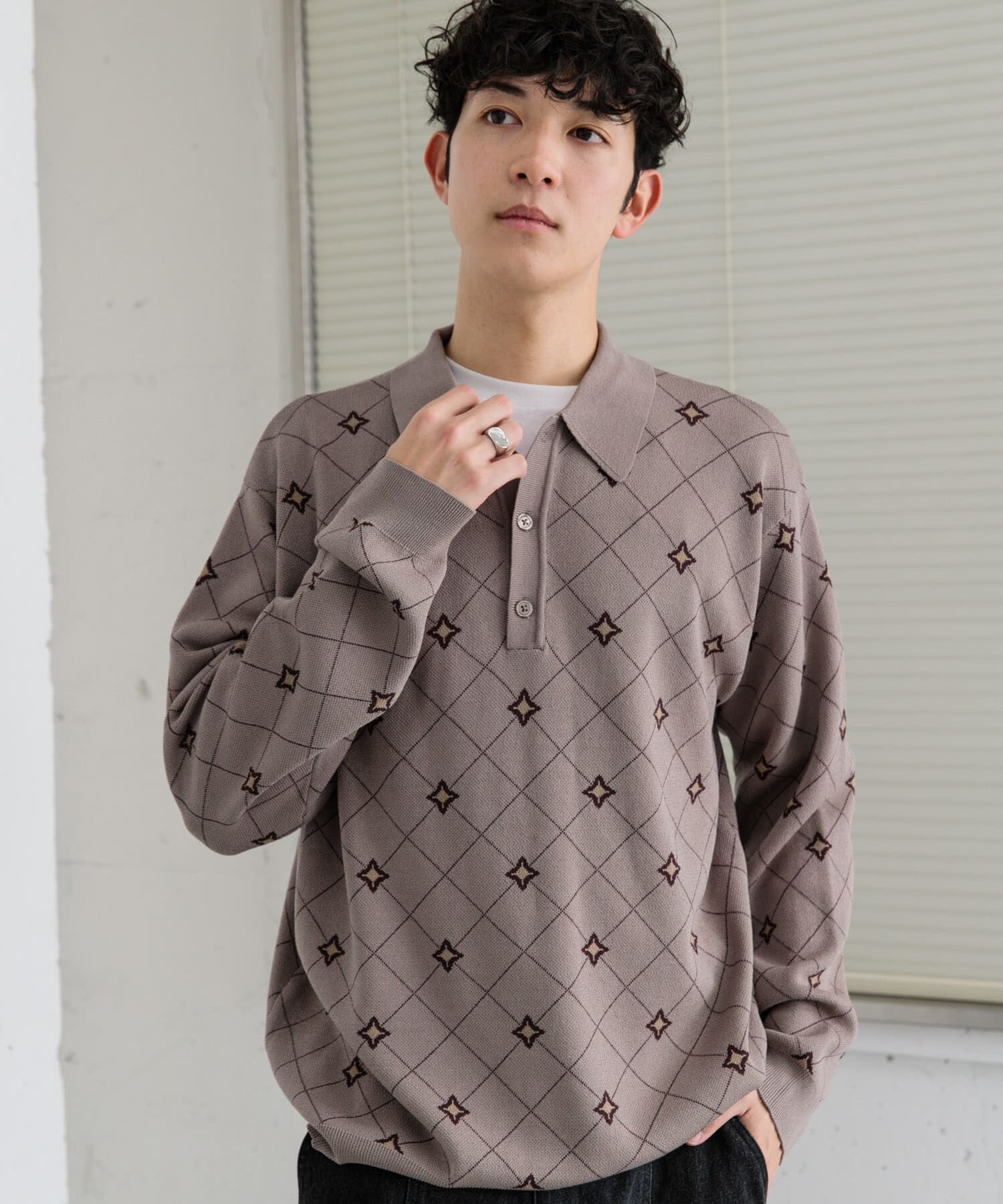 SENSE OF PLACE by URBAN RESEARCH「フラワージャガードニットポロ」|ニット・セーター|