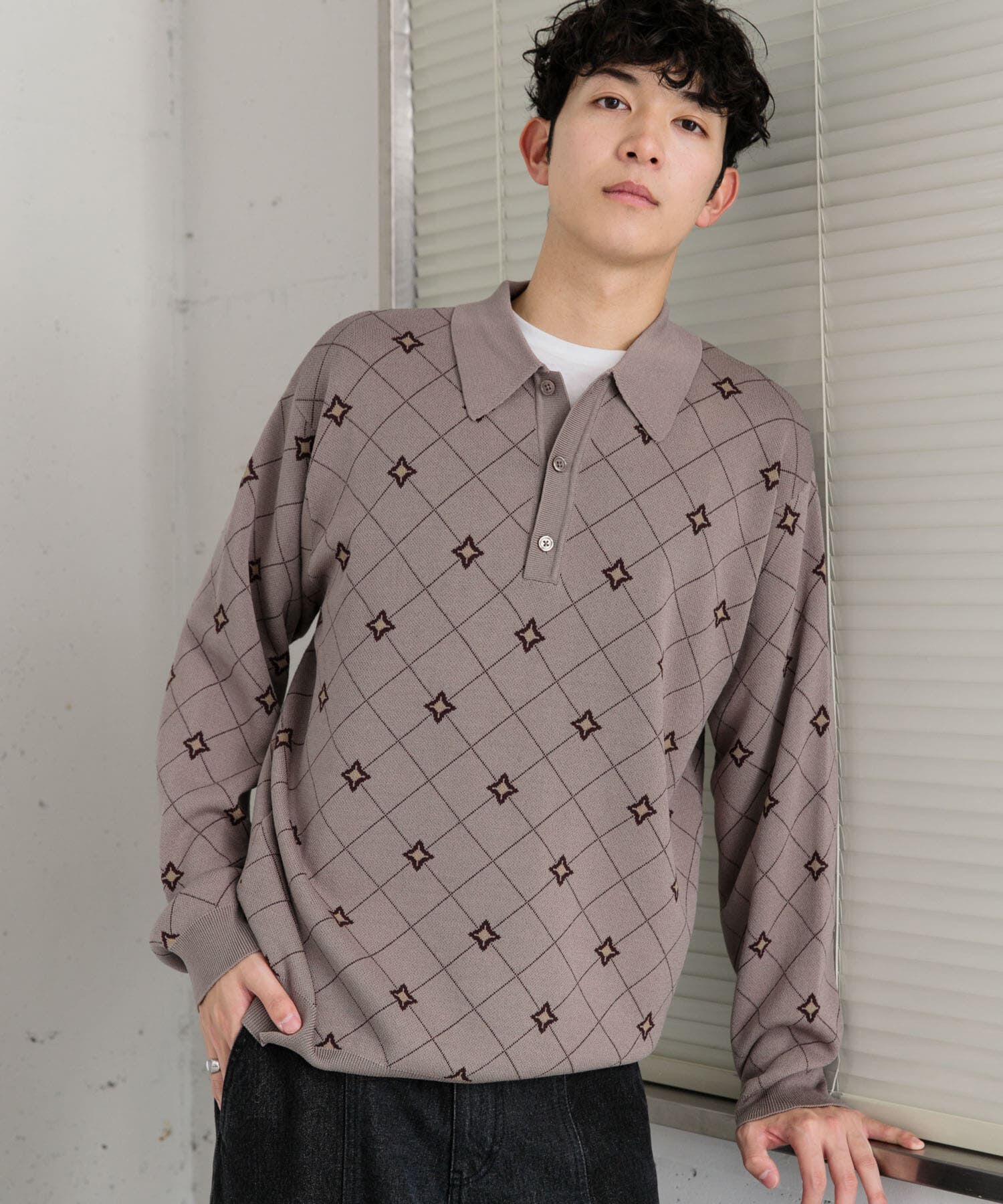 SENSE OF PLACE by URBAN RESEARCH「フラワージャガードニットポロ」|ニット・セーター|