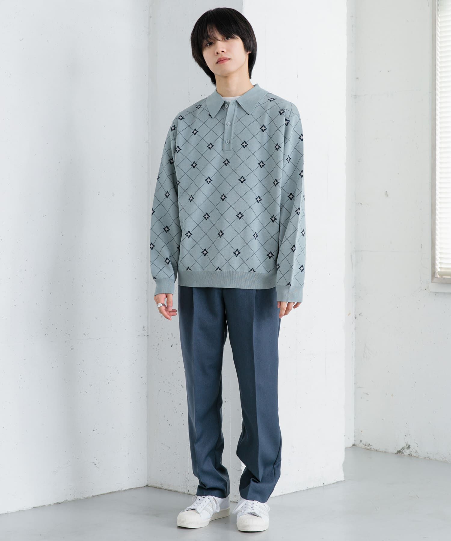 SENSE OF PLACE by URBAN RESEARCH「フラワージャガードニットポロ」|ニット・セーター|