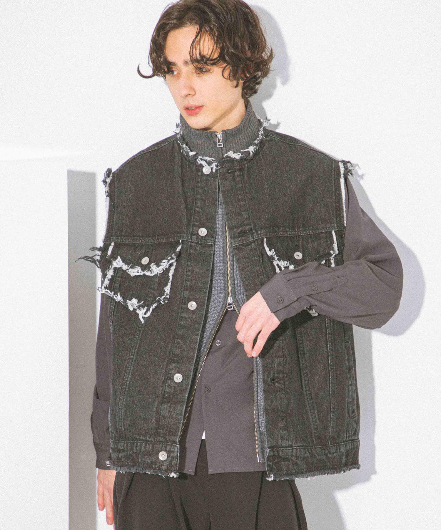 SENSE OF PLACE by URBAN RESEARCH「デニムフリンジベスト」|デニムジャケット|