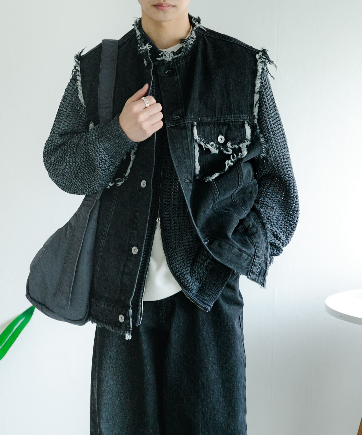SENSE OF PLACE by URBAN RESEARCH「デニムフリンジベスト」|デニムジャケット|