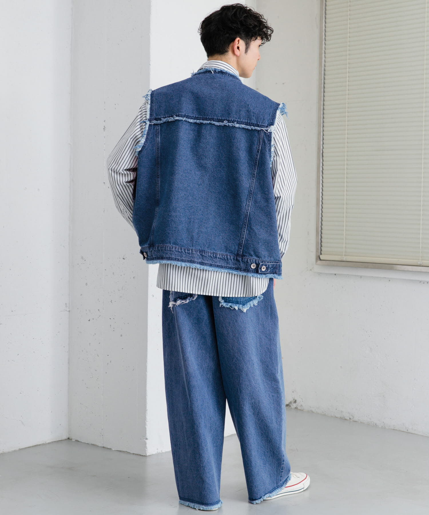 SENSE OF PLACE by URBAN RESEARCH「デニムフリンジベスト」|デニムジャケット|