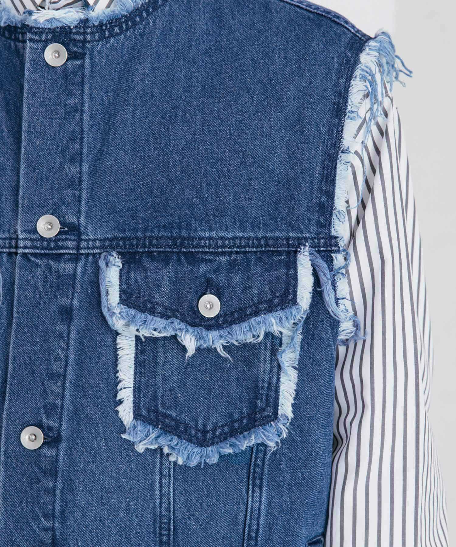 SENSE OF PLACE by URBAN RESEARCH「デニムフリンジベスト」|デニムジャケット|