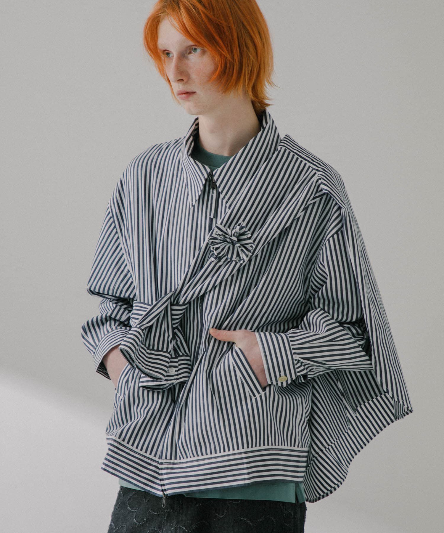 SENSE OF PLACE by URBAN RESEARCH「hxcyyd &times; SOP　ストライプフラワーコサージュシャツブルゾン(UNISEX)」|ブルゾン・スタジャン|