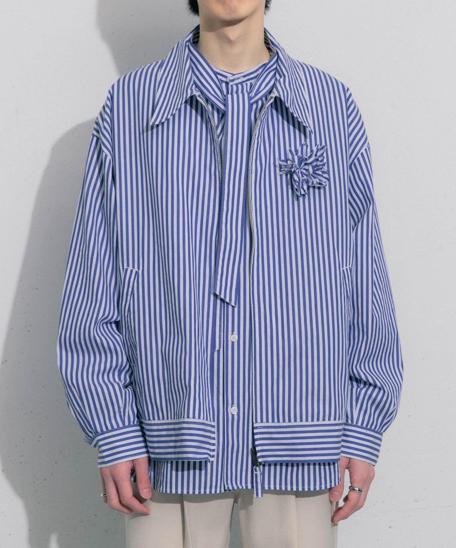 SENSE OF PLACE by URBAN RESEARCH「hxcyyd &times; SOP　ストライプフラワーコサージュシャツブルゾン(UNISEX)」|ブルゾン・スタジャン|