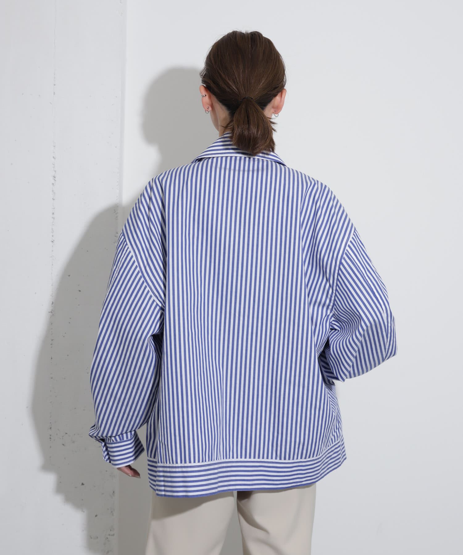 SENSE OF PLACE by URBAN RESEARCH「hxcyyd &times; SOP　ストライプフラワーコサージュシャツブルゾン(UNISEX)」|ブルゾン・スタジャン|