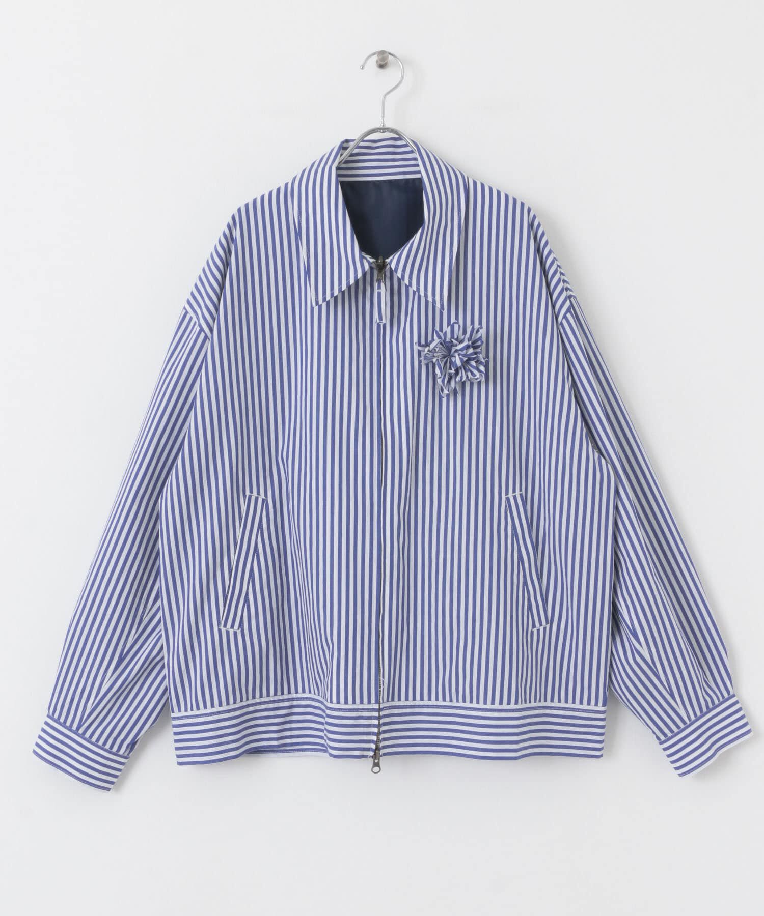 SENSE OF PLACE by URBAN RESEARCH「hxcyyd &times; SOP　ストライプフラワーコサージュシャツブルゾン(UNISEX)」|ブルゾン・スタジャン|