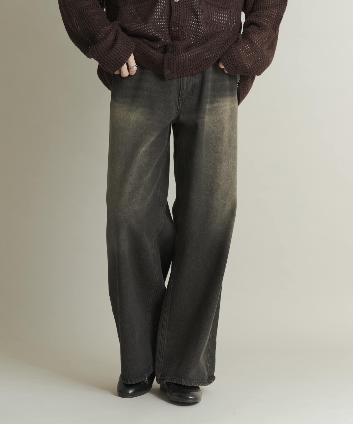 SENSE OF PLACE by URBAN RESEARCH「ヴィンテージライクデニムワイドパンツ」|デニム|ブラック