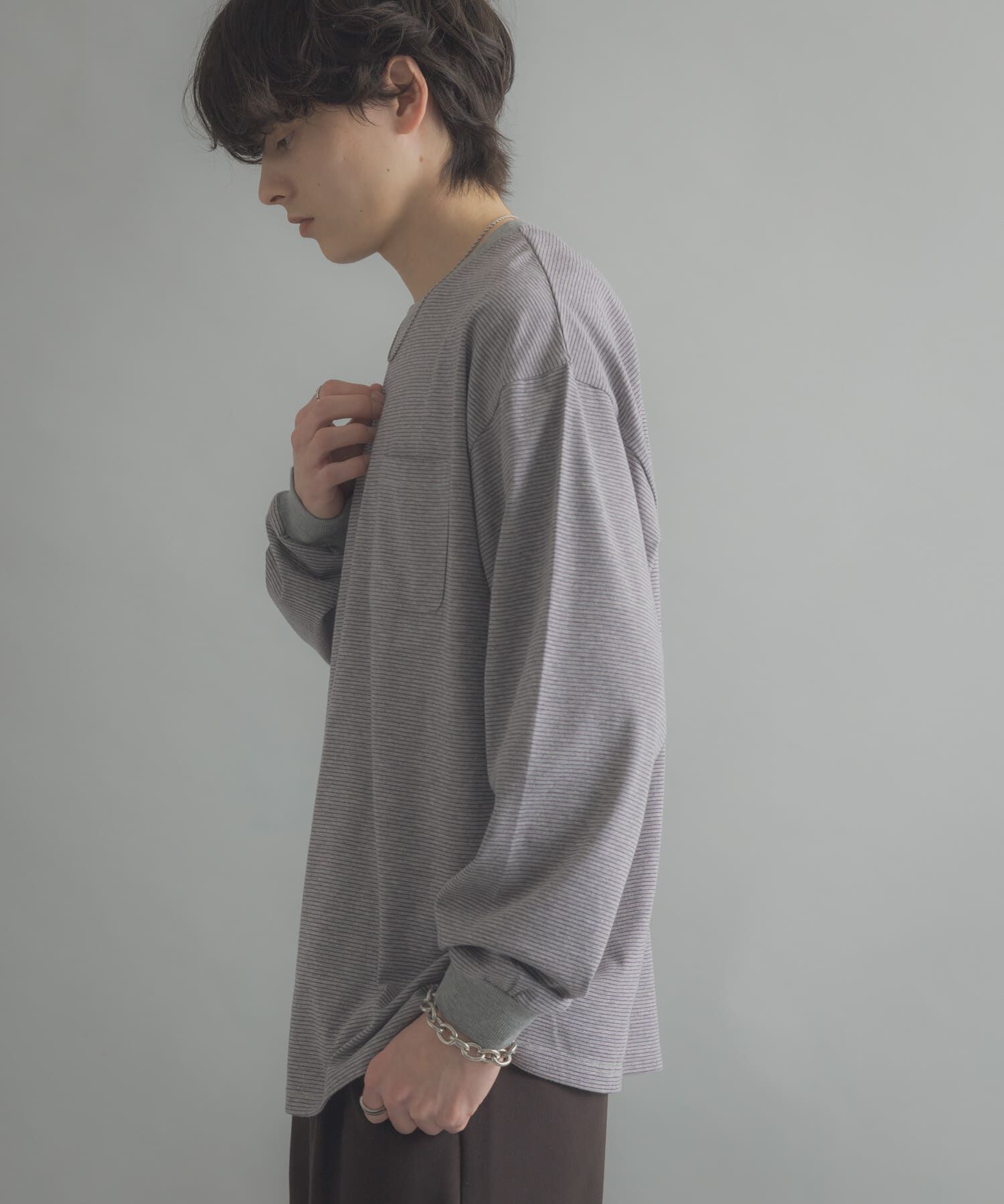 SENSE OF PLACE by URBAN RESEARCH「ピンボーダーロングスリーブTシャツ」|Tシャツ・カットソー|