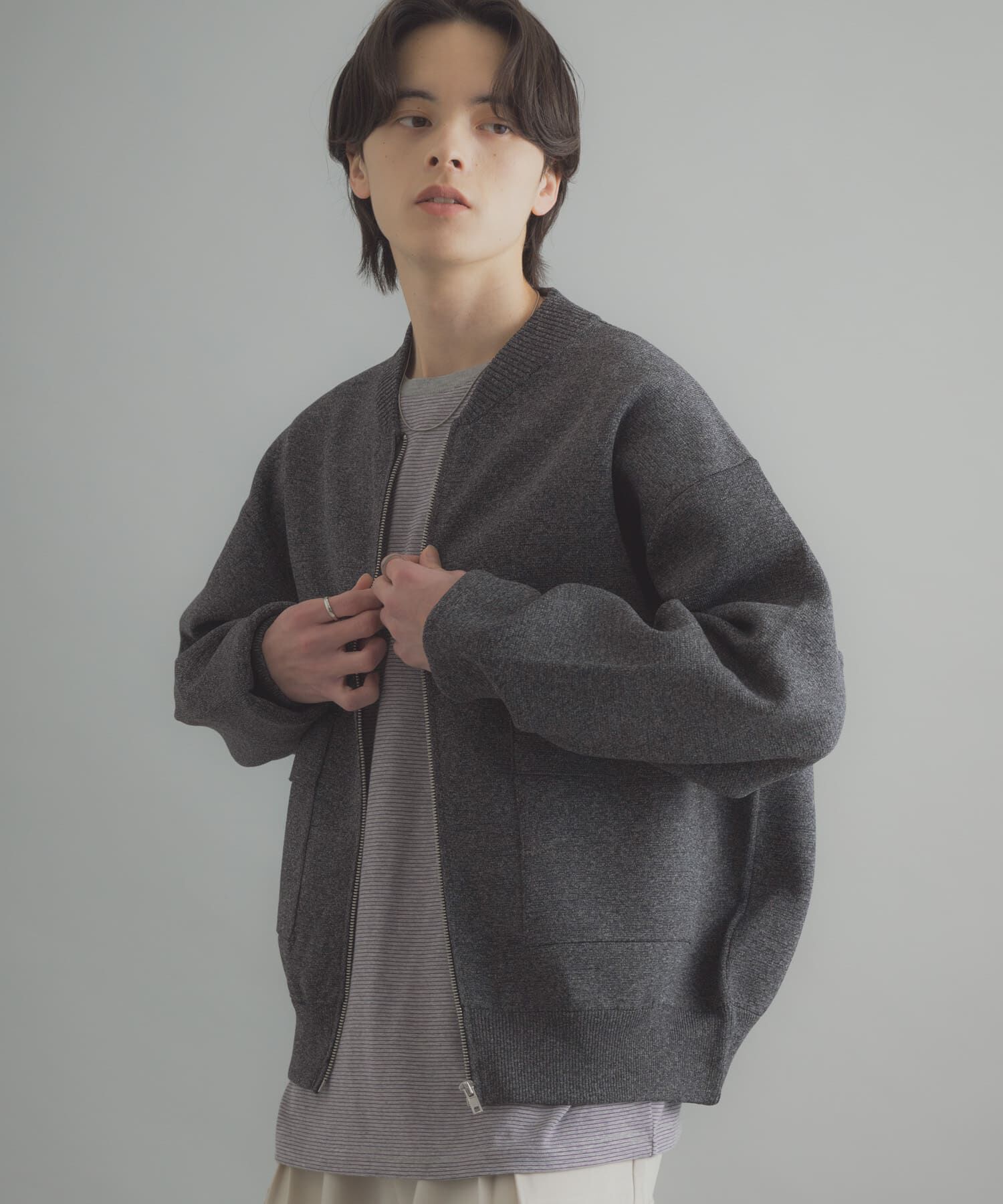 SENSE OF PLACE by URBAN RESEARCH「『洗濯可』ダブルポケットニットブルゾン」|ブルゾン・スタジャン|