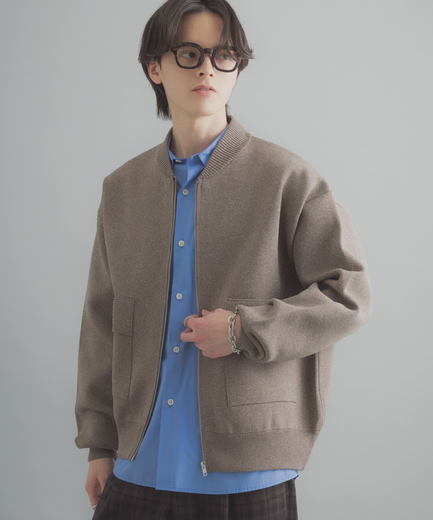 SENSE OF PLACE by URBAN RESEARCH「『洗濯可』ダブルポケットニットブルゾン」|ブルゾン・スタジャン|