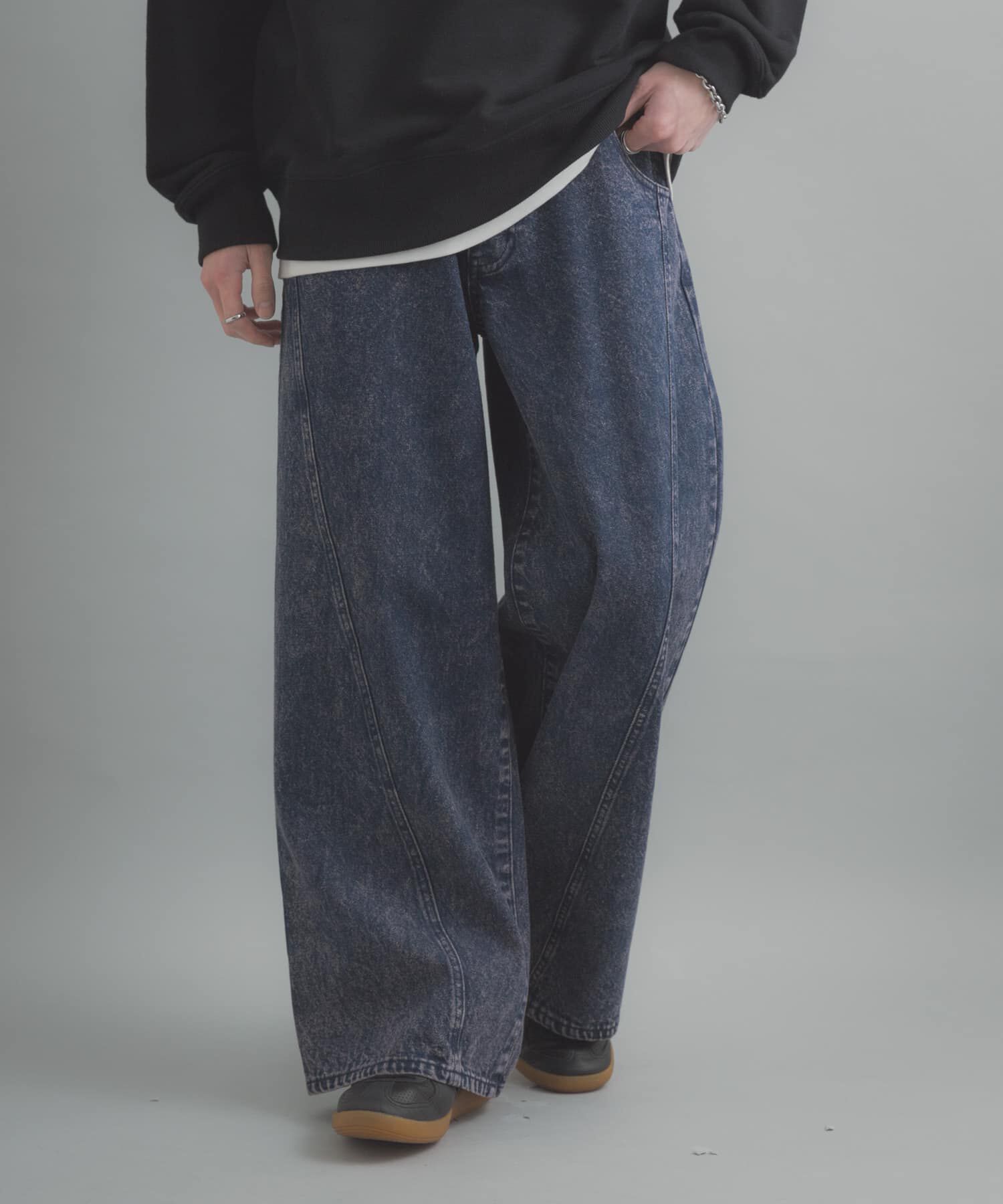 SENSE OF PLACE by URBAN RESEARCH「『ユニセックス』ケミカルバギーワイドデニムパンツ」|デニム|