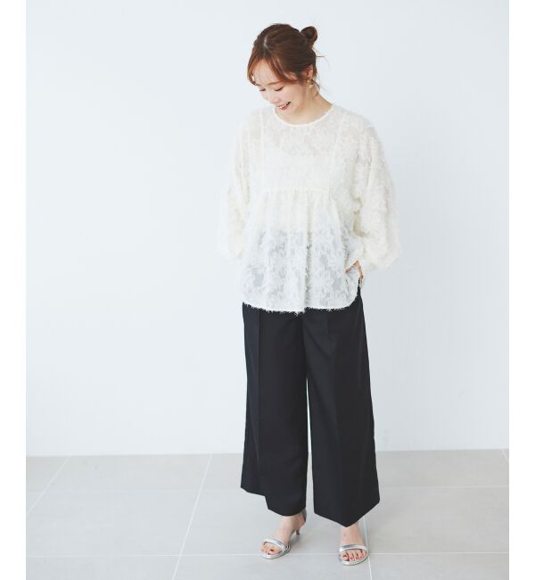 le.coeur blanc「《手洗い可能》ハイウエストベルトツキワイドパンツ」|その他|