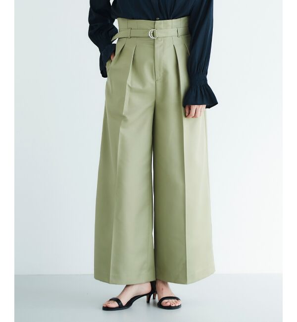 le.coeur blanc「《手洗い可能》ハイウエストベルトツキワイドパンツ」|その他|