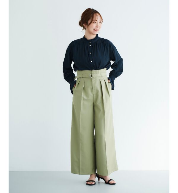 le.coeur blanc「《手洗い可能》ハイウエストベルトツキワイドパンツ」|その他|