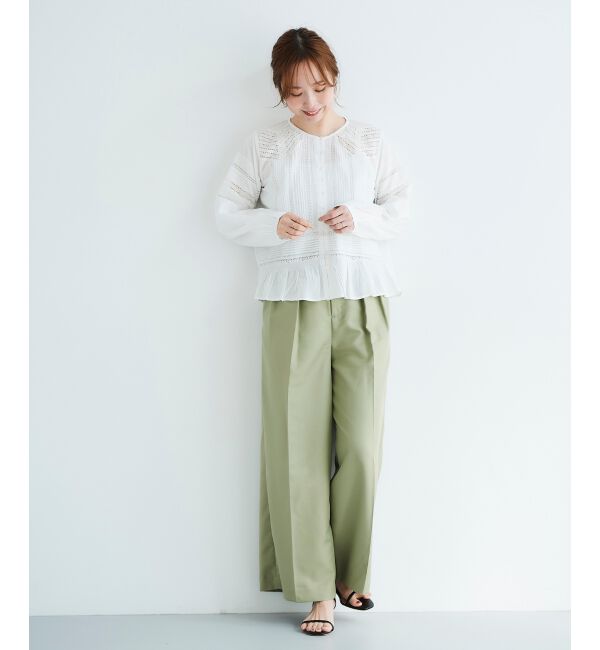 le.coeur blanc「《手洗い可能》ハイウエストベルトツキワイドパンツ」|その他|
