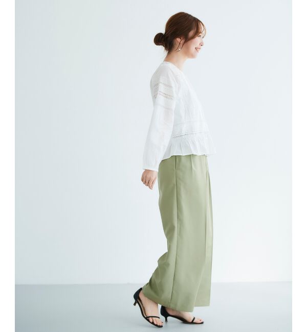 le.coeur blanc「《手洗い可能》ハイウエストベルトツキワイドパンツ」|その他|