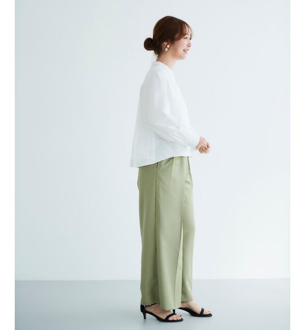 le.coeur blanc「《手洗い可能》ハイウエストベルトツキワイドパンツ」|その他|