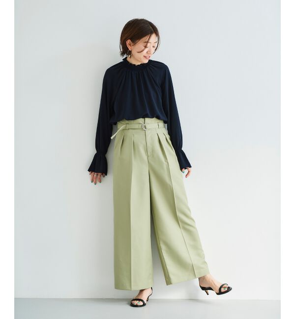 le.coeur blanc「《手洗い可能》ハイウエストベルトツキワイドパンツ」|その他|