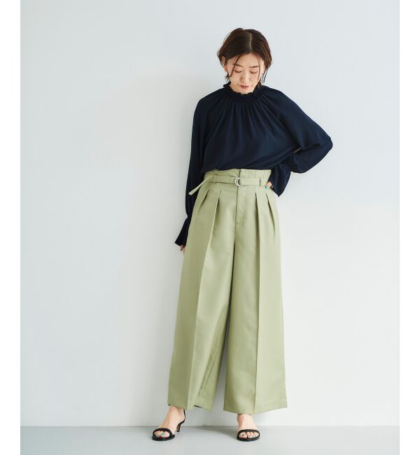 le.coeur blanc「《手洗い可能》ハイウエストベルトツキワイドパンツ」|その他|