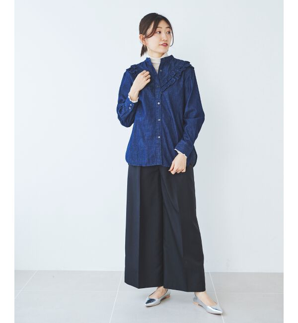 le.coeur blanc「《手洗い可能》ハイウエストベルトツキワイドパンツ」|その他|