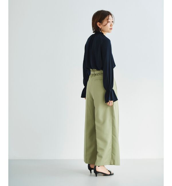 le.coeur blanc「《手洗い可能》ハイウエストベルトツキワイドパンツ」|その他|