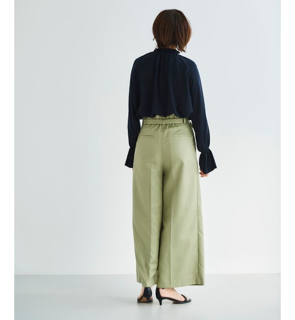 le.coeur blanc「《手洗い可能》ハイウエストベルトツキワイドパンツ」|その他|