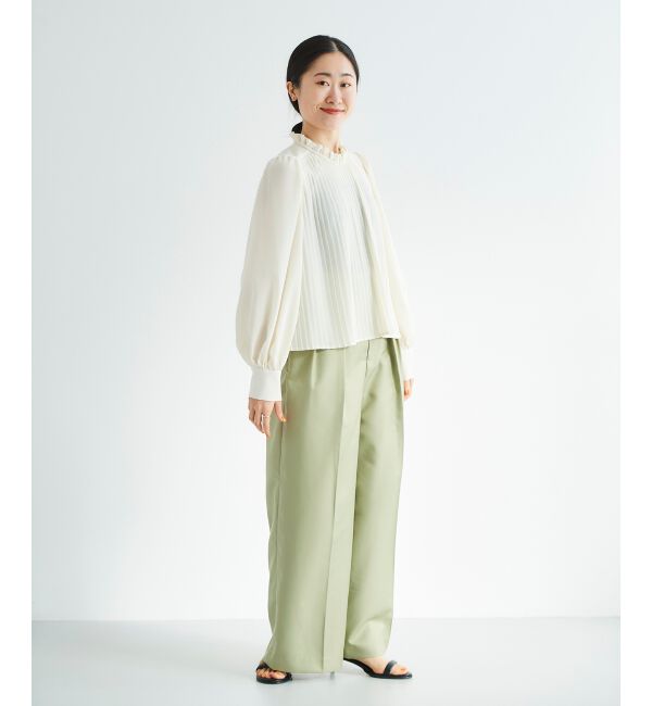 le.coeur blanc「《手洗い可能》ハイウエストベルトツキワイドパンツ」|その他|