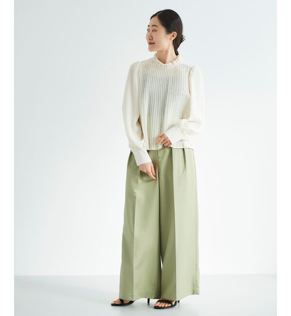 le.coeur blanc「《手洗い可能》ハイウエストベルトツキワイドパンツ」|その他|