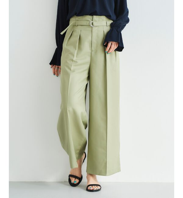 le.coeur blanc「《手洗い可能》ハイウエストベルトツキワイドパンツ」|その他|