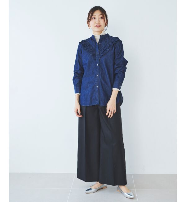 le.coeur blanc「《手洗い可能》ハイウエストベルトツキワイドパンツ」|その他|