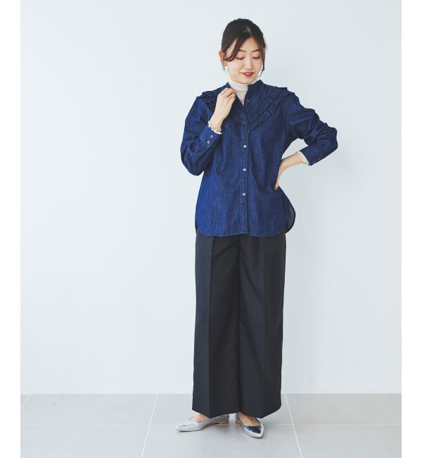 le.coeur blanc「《手洗い可能》ハイウエストベルトツキワイドパンツ」|その他|