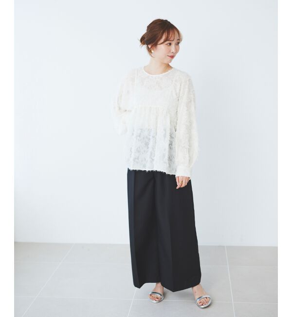 le.coeur blanc「《手洗い可能》ハイウエストベルトツキワイドパンツ」|その他|