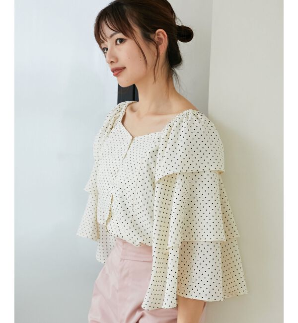 MAJESTICLEGON「フレアーフリルスリーブブラウス」|シャツ・ブラウス|