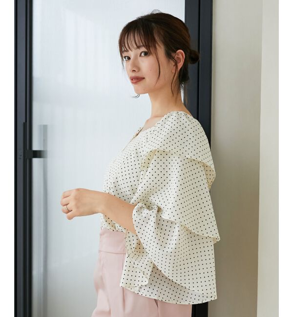 MAJESTICLEGON「フレアーフリルスリーブブラウス」|シャツ・ブラウス|