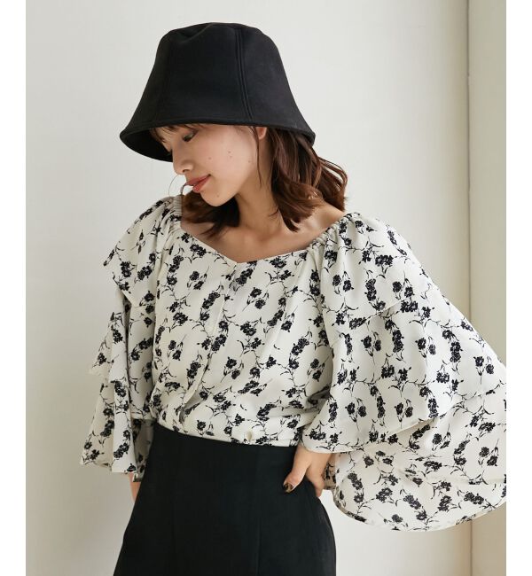 MAJESTICLEGON「フレアーフリルスリーブブラウス」|シャツ・ブラウス|