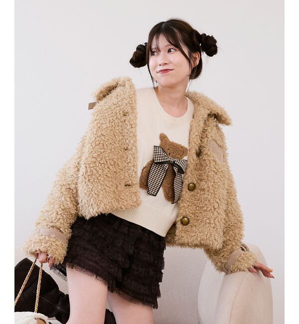  「ハートパッチふわふわブルゾン」|ブルゾン・スタジャン|