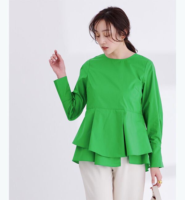 ur's「イレギュラーヘムペプラムトップス」|シャツ・ブラウス|グリーン