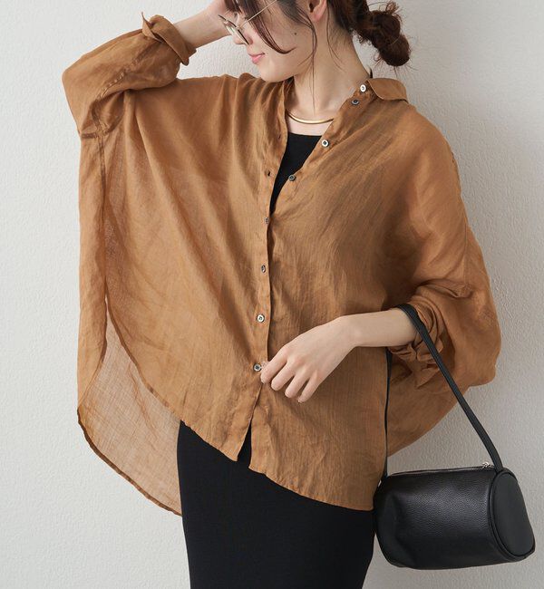 「【新色登場/リバイバル】ラミーオーバーシャツブラウス」|シャツ・ブラウス|キャメル