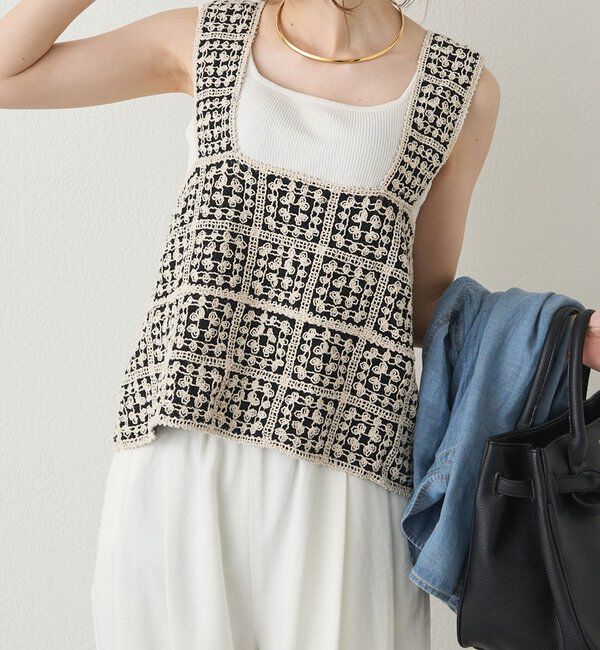  「【リバイバル/新色追加】クロシェ編み風ビスチェ」|ニット・セーター|