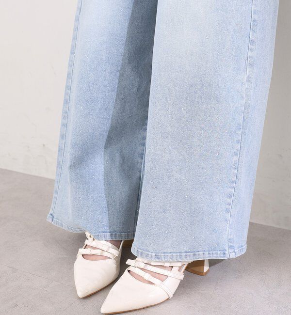  「【SSサイズあり/ウエスト調整可能】ビジュー付きワイドデニム」|その他|