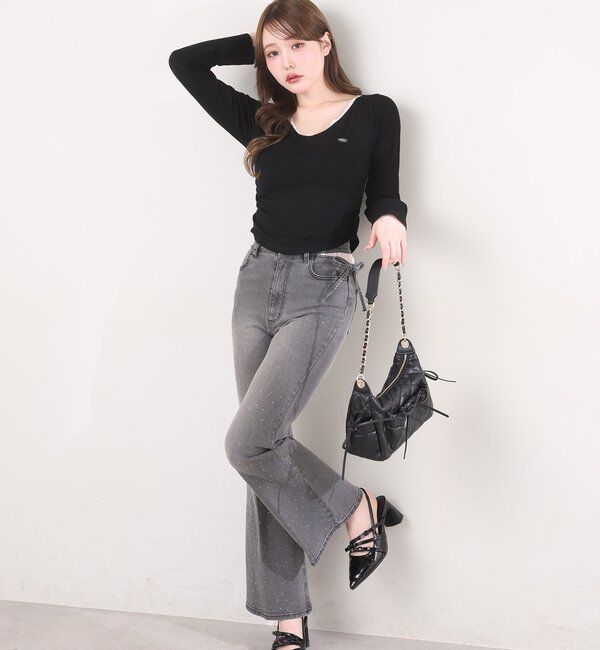  「プレート付きフロントギャザートップ」|プルオーバー|