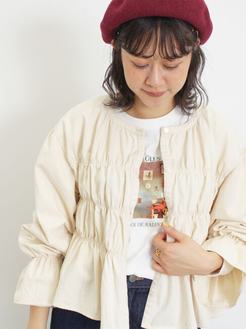 Samansa Mos2「デニム/ツイルシャーリングブラウス」|シャツ・ブラウス|オフホワイト