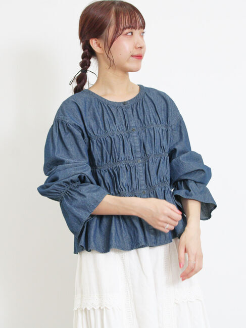 Samansa Mos2「デニム/ツイルシャーリングブラウス」|シャツ・ブラウス|