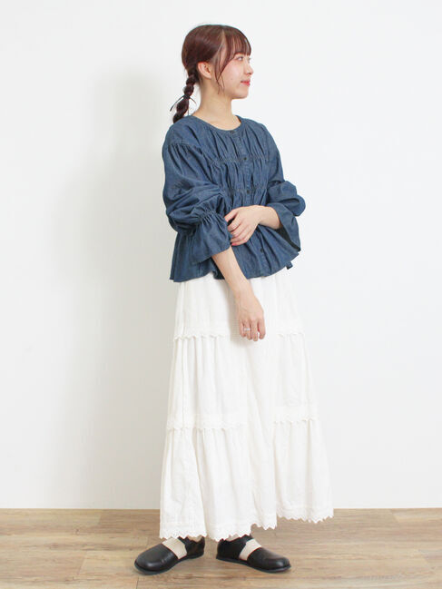Samansa Mos2「デニム/ツイルシャーリングブラウス」|シャツ・ブラウス|