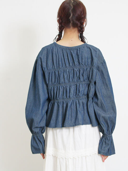 Samansa Mos2「デニム/ツイルシャーリングブラウス」|シャツ・ブラウス|
