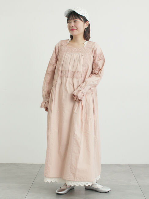 Samansa Mos2「ローズ柄レーススクエアネックワンピース」|ワンピース|