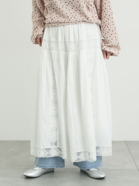 Samansa Mos2「ローズ柄レースギャザースカート」|スカート|