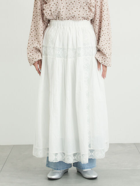 Samansa Mos2「ローズ柄レースギャザースカート」|スカート|